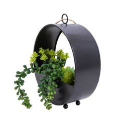 23cm Succulent Artificial Plant In Black Metal Pot -Garden Seed Store 23cm succulent artificial plant in black metal pot5010795682485 03c bq