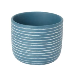 Blue Coral Clay Striped Round Plant Pot (Dia)20cm
