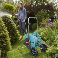Gardena Aquaroll Freestanding Manual Hose Reel Set (L)20m -Garden Seed Store gardena aquaroll freestanding manual hose reel set l 20m4078500032872 02i bq