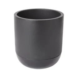 GoodHome Black Terracotta Circular Plant Pot (Dia)20.4cm