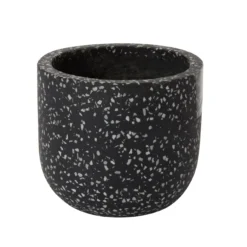 GoodHome Charcoal Speckled Circular Plant Pot (Dia)16.2cm