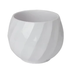 GoodHome White Clay Swirl Circular Plant Pot (Dia)26.5cm