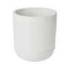 GoodHome White Terracotta Circular Plant Pot (Dia)20.5cm