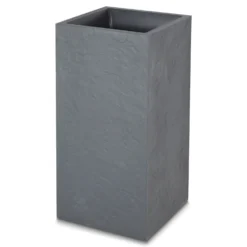 Verve Durdica Dark Grey Slate Effect Plastic Square Plant Pot (Dia)40cm