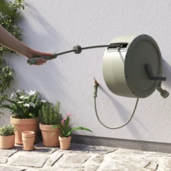 Verve Wall-mounted Manual Hose Reel Set (L)40m -Garden Seed Store verve wall mounted manual hose reel set l 40m5059340251004 03i scaled